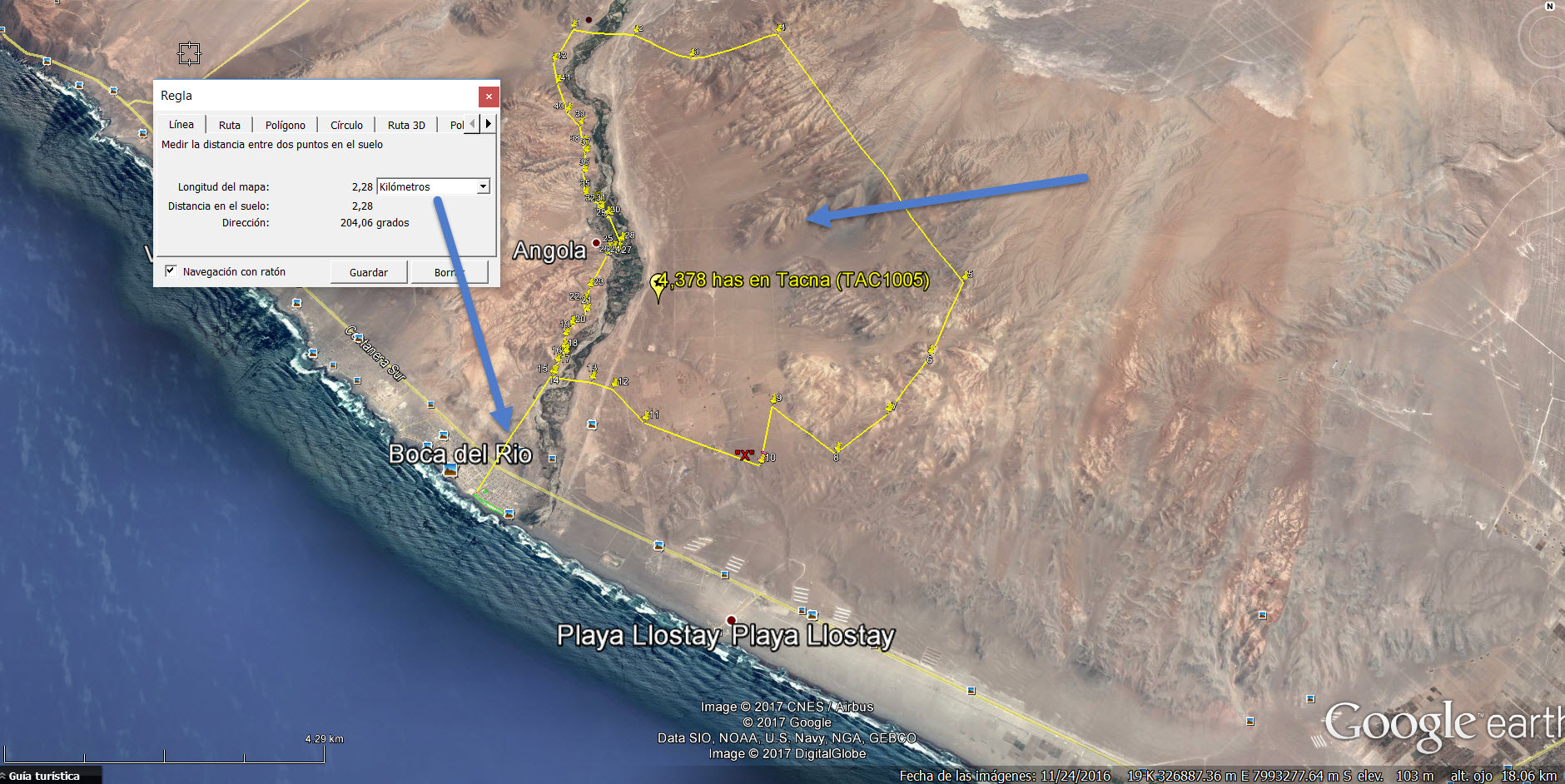 ubic1 Terreno en Sama, Tacna de 4,378 hectáreas