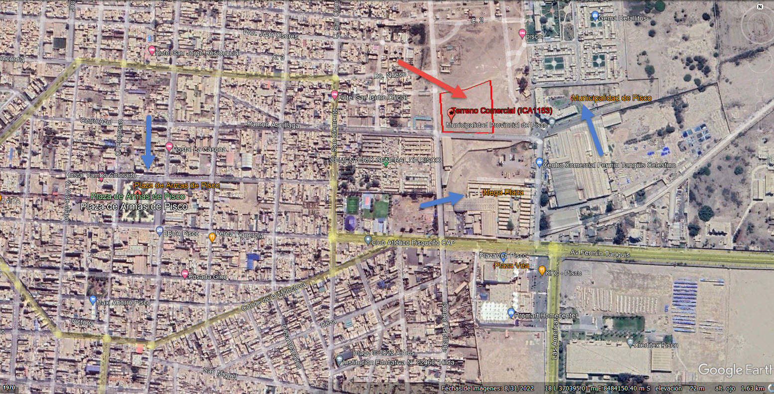 Ubicacion Terreno en Pisco, Comercial de 11,360 m2