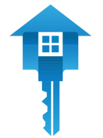 gradient key house, Key real estate home building logo design with two versions