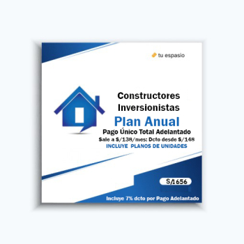 Constructores Plan Anual Adelantado: S/138/mes (con 7% dcto.)